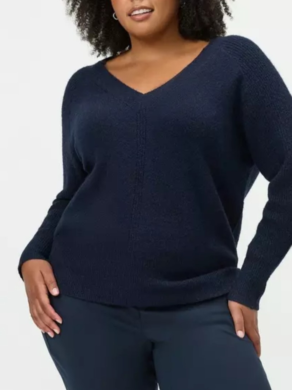 Torrid Vegan Cashmere V-Neck Navy Sweater, SZ 00X, NWT